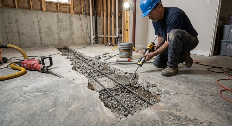 Cracked Basement Floor Repair in Columbus, OH